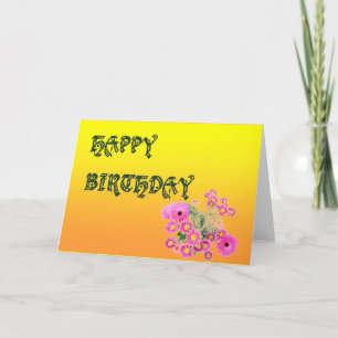 Two Tone Sunshine Yellow Happy Birthday Card