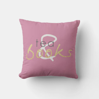 Two Tone Tea and Books Throw Pillow