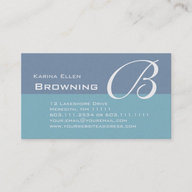 Two Tone Teal Elegant Monogram B Business Card (Front)