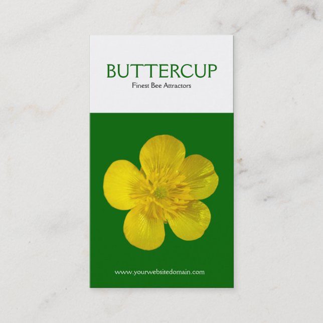 Two Tone Vertical Buttercup Business Card (Front)