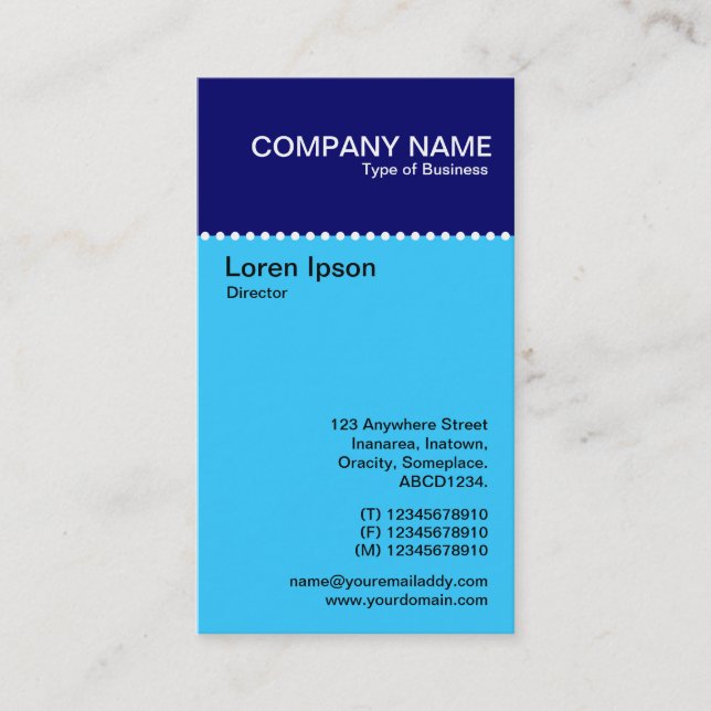 Two Tone Vertical - Dotted Rule Business Card (Front)