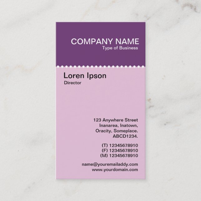 Two Tone Vertical - Dotted Rule Business Card (Front)