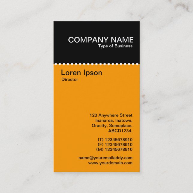 Two Tone Vertical - Dotted Rule Business Card (Front)