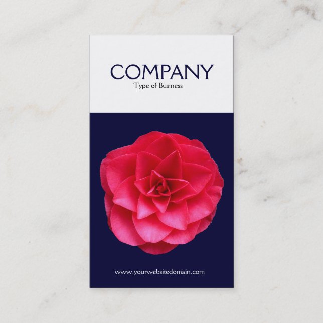 Two Tone Vertical Red Camelia Business Card (Front)