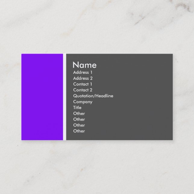 Two Tone (Violet and Grey) - Customised Business Card (Front)