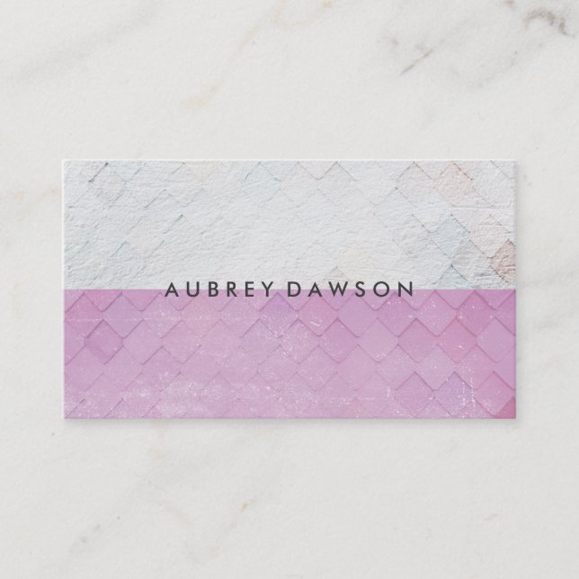 Two Tone White Pink Tile Grunge Pattern Business Card (Front)