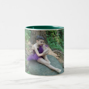 Two toned coffee mug with ballet child.