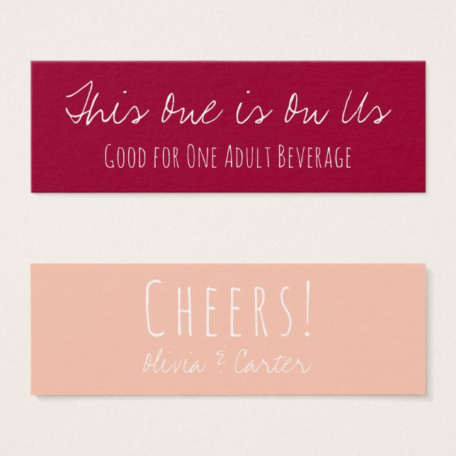 Two-Toned Drink Tickets in Vintage Red & Peach (Front & Back)