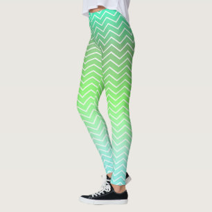 Two-Toned Green Chevron Leggings