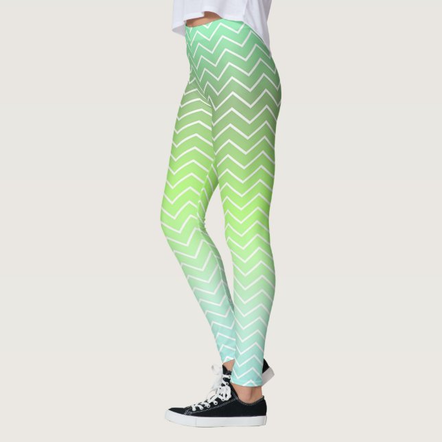 Two-Toned Green Chevron Leggings (Left)