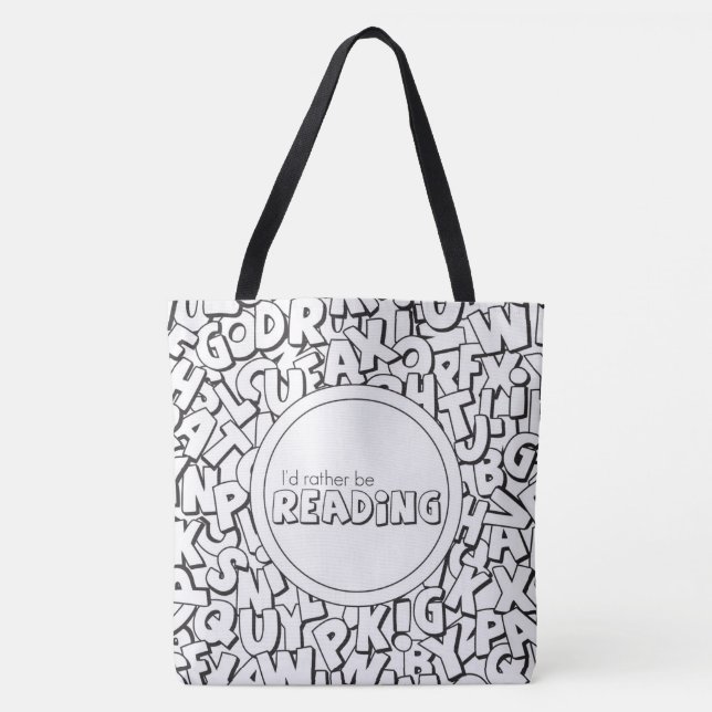 Two Toned I'd Rather Be Reading Tote Bag (Front)