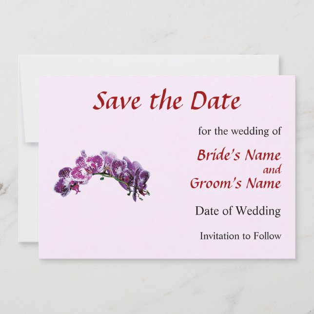 Two-Toned Magenta Orchids Save the Date (Front)