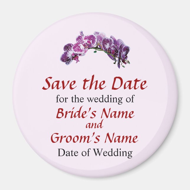 Two-Toned Magenta Orchids Save the Date Magnet (Front)