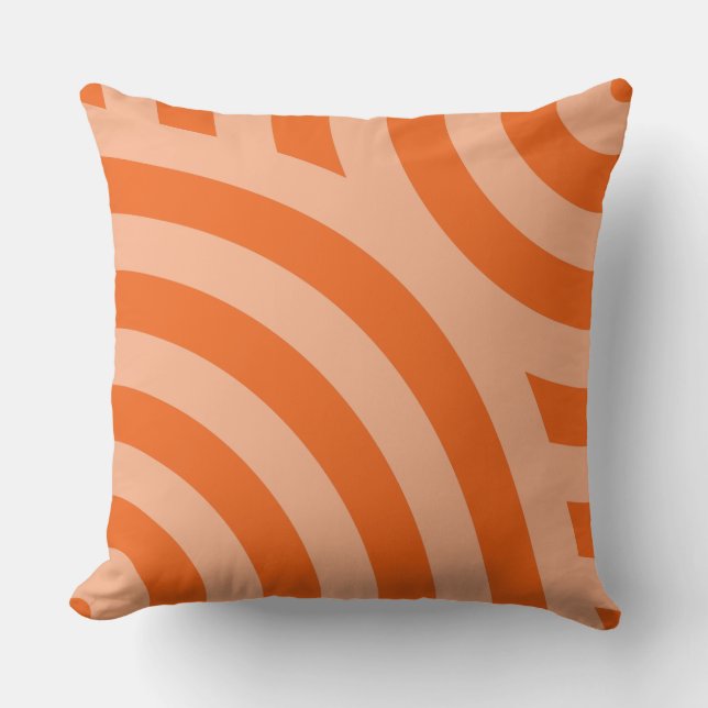 Two - Toned Orange Striped Wave Pattern Cushion (Front)