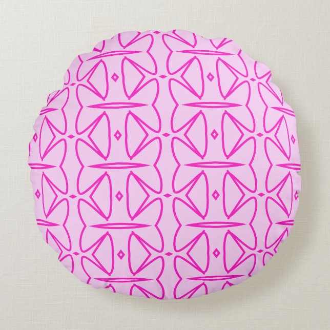 Two Toned Pink Pattern Round Pillow (Front)