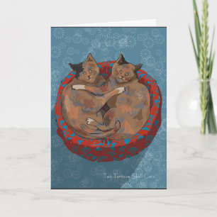 Two Tortoise Shell Cats... Holiday Card