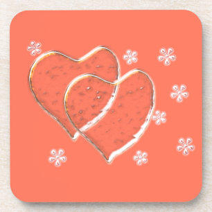 two transparent hearts,romantic wedding coaster