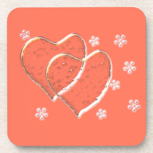 two transparent hearts,romantic wedding coaster (Front)