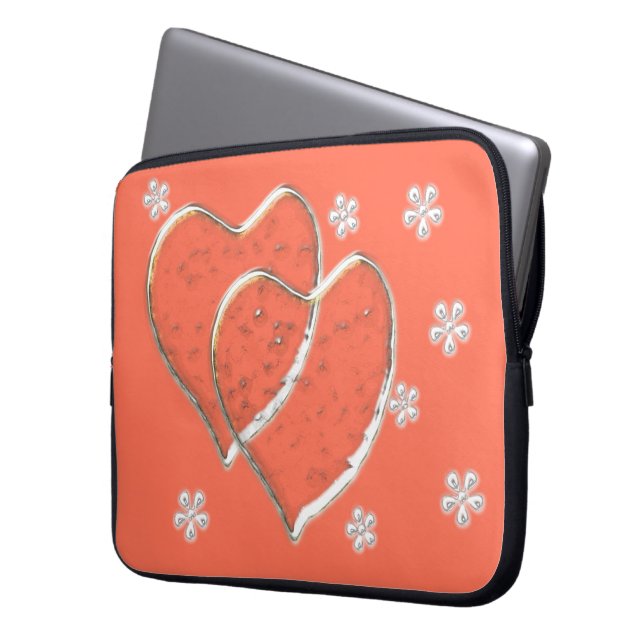 two transparent hearts,romantic wedding laptop sleeve (Front Left)