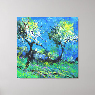 Two trees in spring canvas print