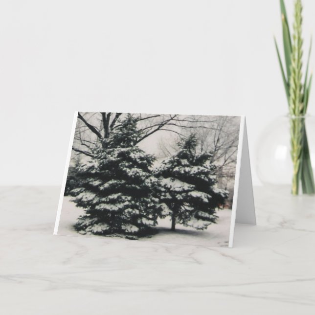 Two Trees in Winter (blank greeting card) Holiday Card (Front)