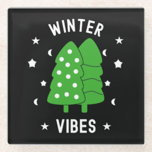 Two Trees Winter Vibes Glass Coaster