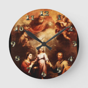Two Trinities - The Holy Family - Murillo Round Clock