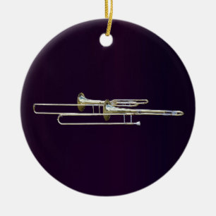 Two Trombones Ceramic Tree Decoration