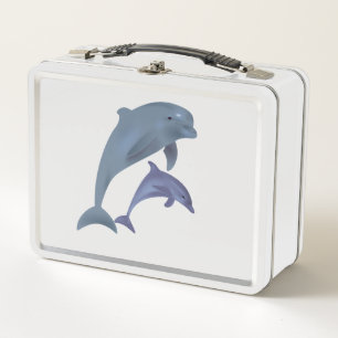 Two Tropical dolphins jumping beside each other Metal Lunch Box