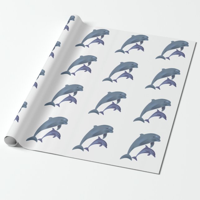 Two Tropical dolphins jumping beside each other Wrapping Paper (Unrolled)