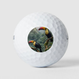 Two Tropical Toucan Birds, Golf Balls