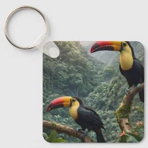 Two Tropical Toucan Birds, Key Ring