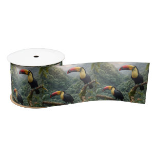 Two Tropical Toucan Birds, Satin Ribbon