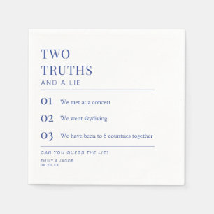Two Truths and a Lie Fun Fact Wedding Cocktail Napkin