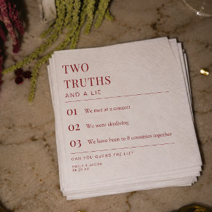 Two Truths and a Lie Fun Fact Wedding Cocktail Napkin
