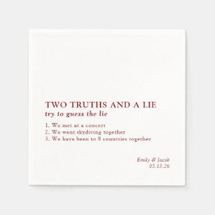 Two Truths and a Lie Minimalist Fun Fact Wedding  Napkin