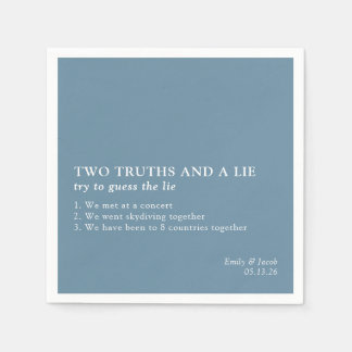 Two Truths and a Lie Minimalist Fun Fact Wedding  Napkin