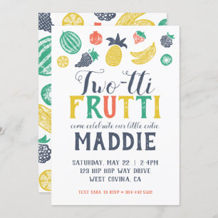 Two-tti Fruiti Second Birthday Invitation