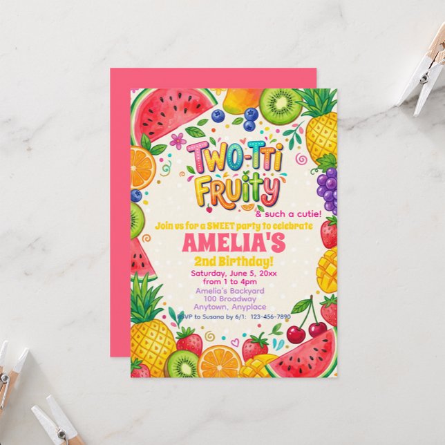 Two-tti Fruity 2nd Birthday Party Invitation (Creator Uploaded)