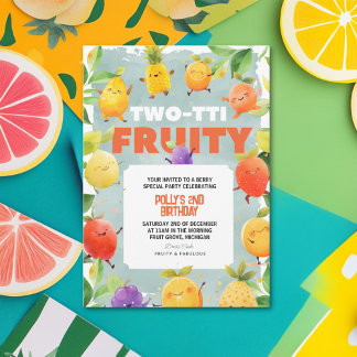 Two-tti Fruity 2nd Birthday Party  Invitation