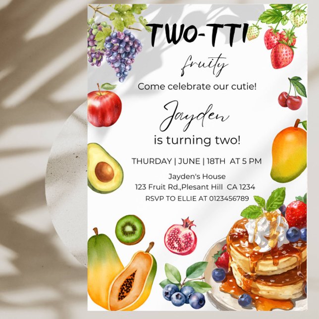 TWO -TTI Fruity Boy's 2nd Birthday Party Invitation (Creator Uploaded)