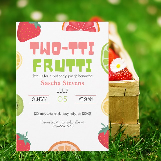 Two-tti Frutti 2nd Birthday Party Invitation (Creator Uploaded)