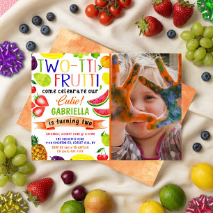 Two-tti Frutti 2nd Birthday Photo Invitations