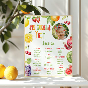 Two-tti frutti 2nd birthday photo milestone poster