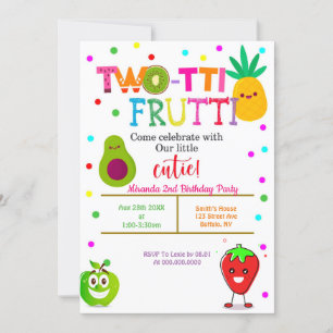 Two-tti Frutti  2nd Girl Birthday Party Invites