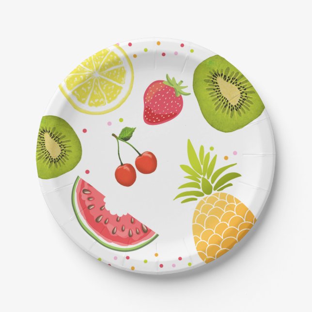 Two-tti frutti Birthday Paper Plates Tutti fruity (Front)
