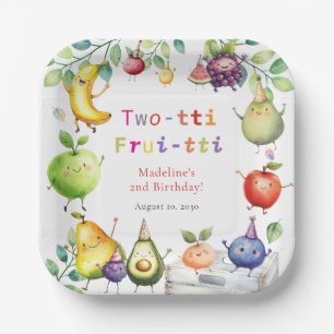 Two-tti Frutti Dancing Fruits 2nd Birthday Party Paper Plate
