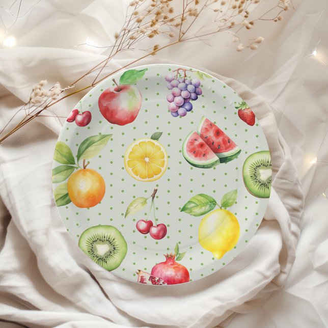 Two-tti frutti fruit pattern birthday party paper plate (Creator Uploaded)