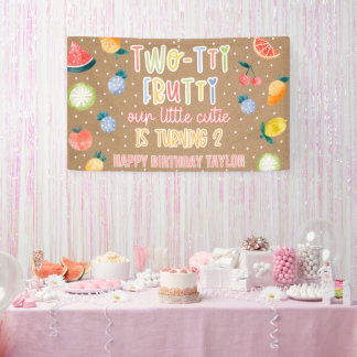 Two-tti Frutti Fruit Second Birthday Kraft Paper Banner