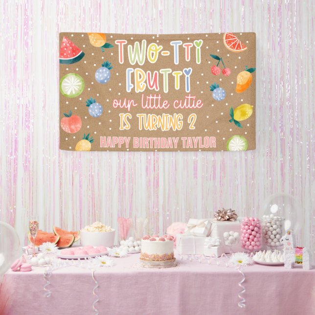 Two-tti Frutti Fruit Second Birthday Kraft Paper Banner (Party)